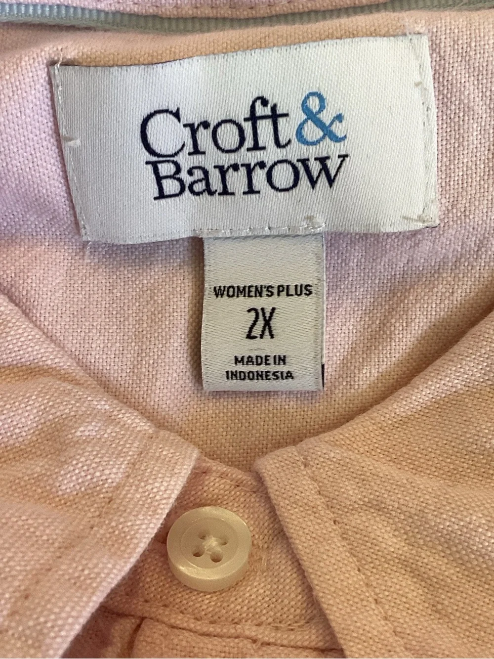 croft & barrow Plus Size 2X Pink Button-Down Shirt 100% Cotton’s - Picture 9 of 10